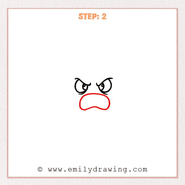 how to draw an angry face - Step 2